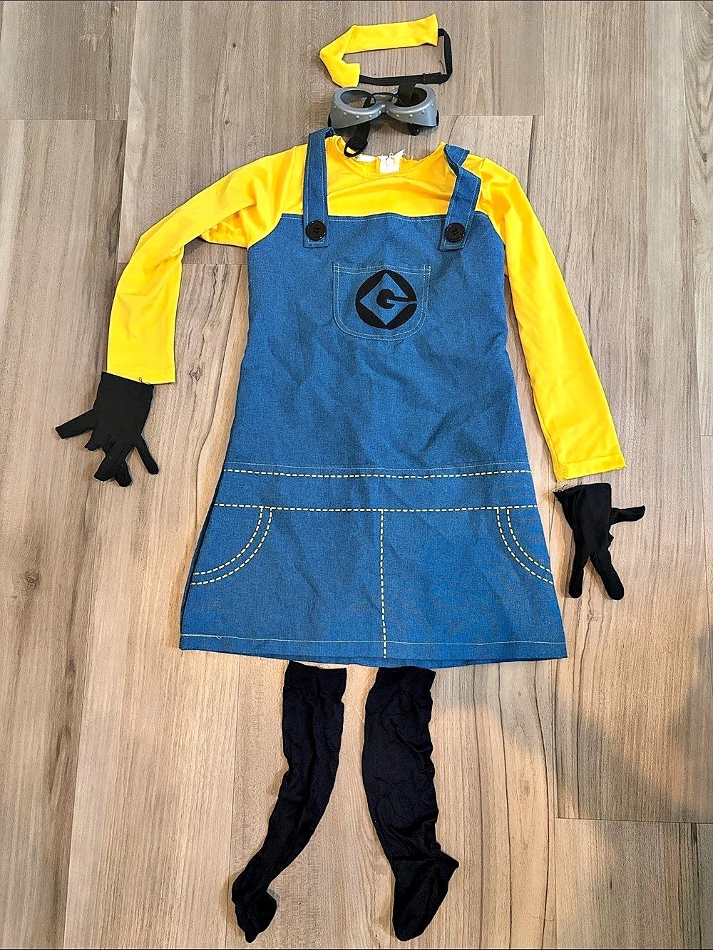 Female Minion Costume Blue & Yellow Girls Medium